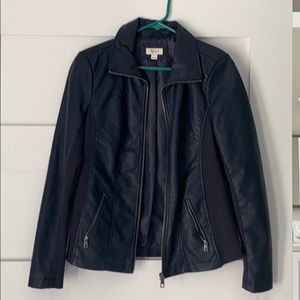 Navy blue leather jacket. Never worn